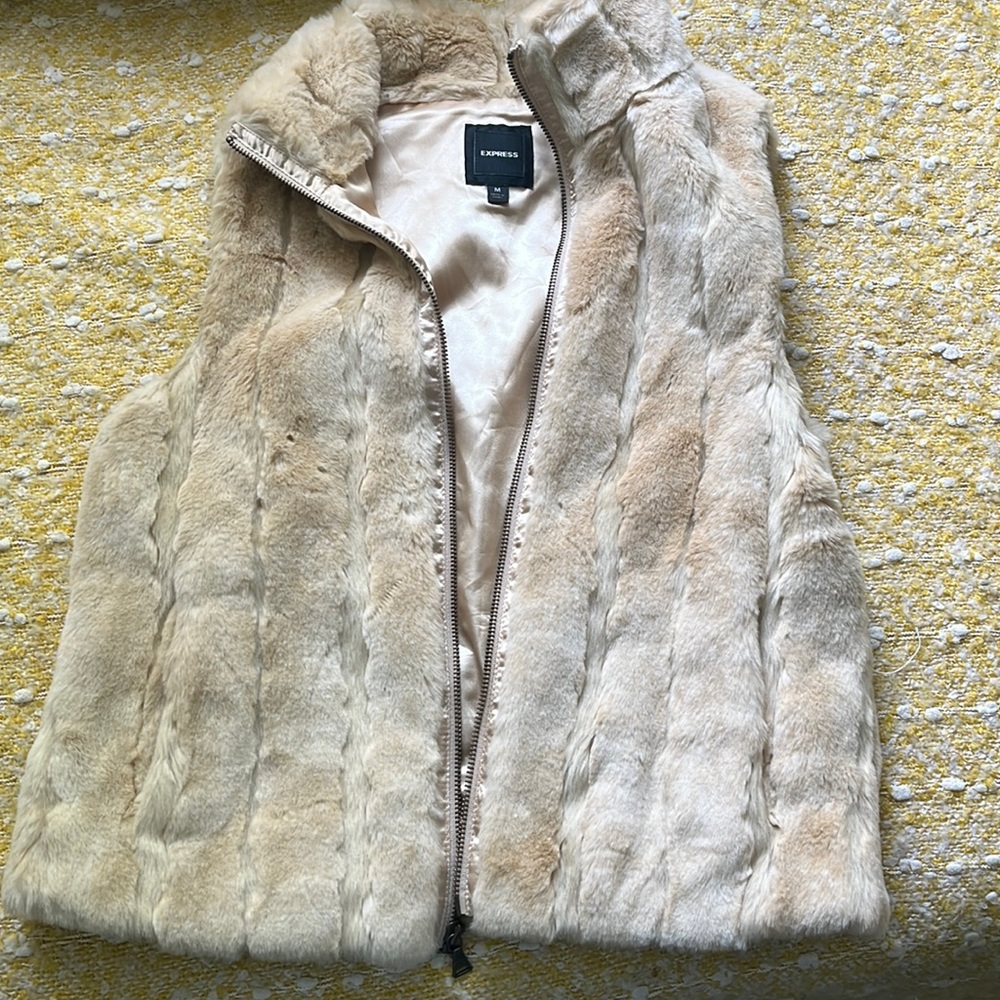 Express faux fur tan vest